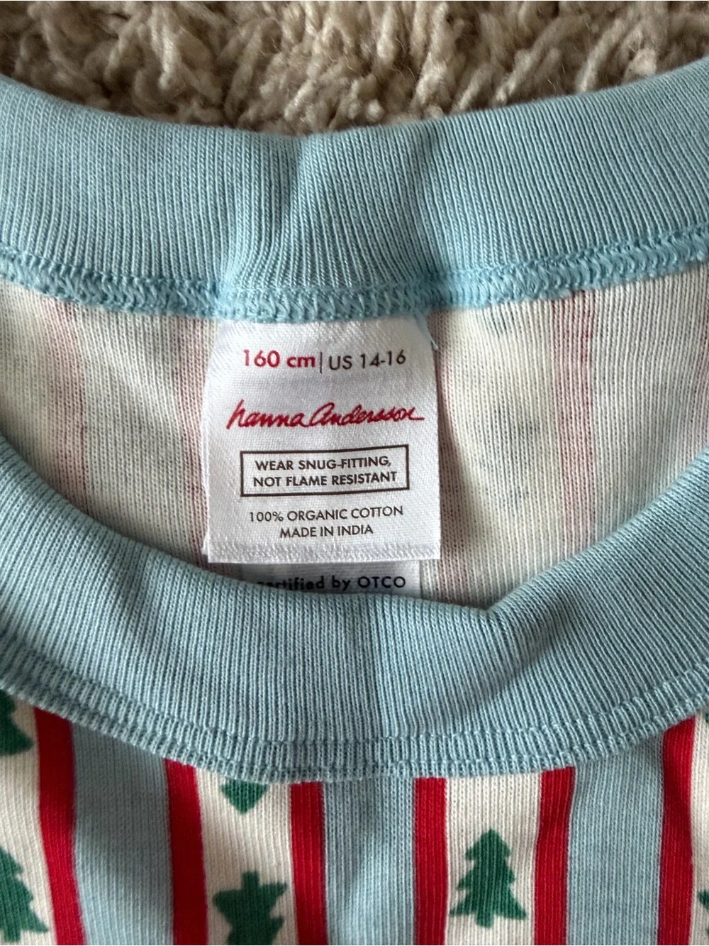 Kids Red & White Stripe Holiday Pajama Set with Green Tree Print